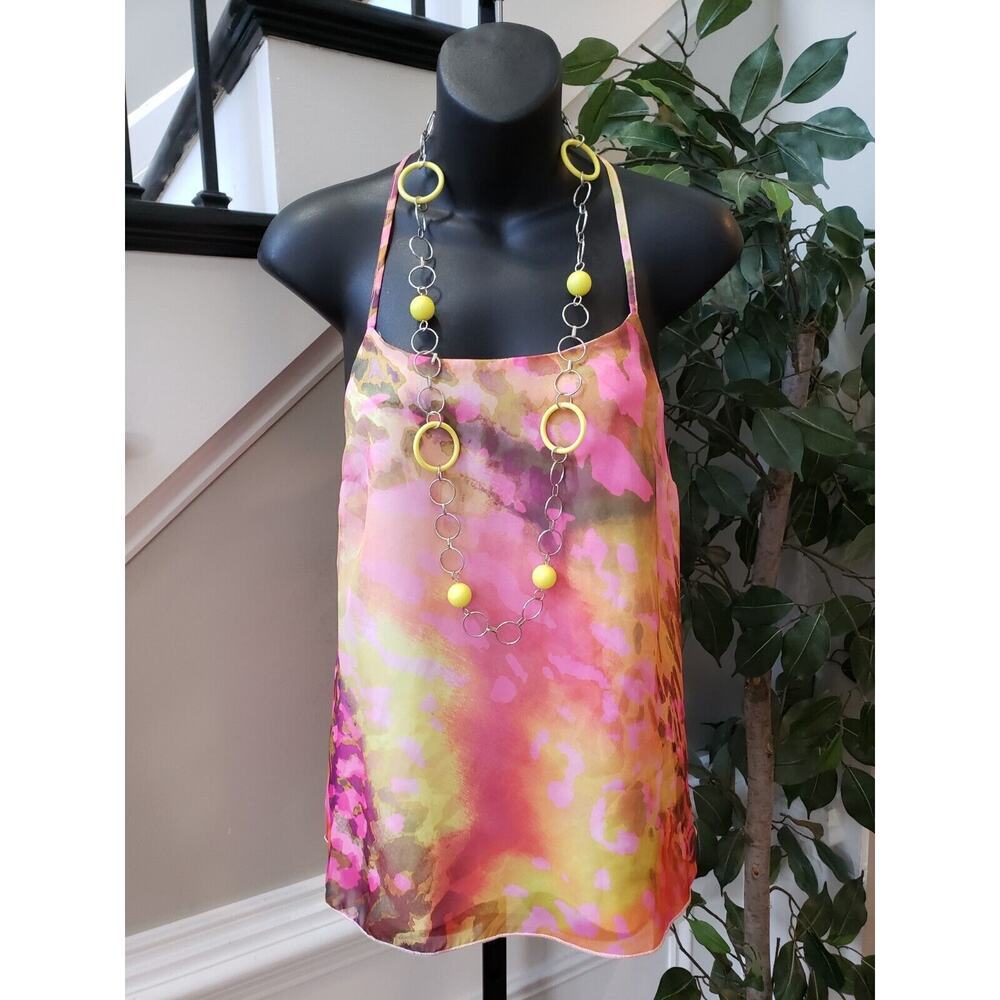 Jennifer Lopez Women's Multicolor Polyester Scoop Neck Sleeveless Top Blouse XS